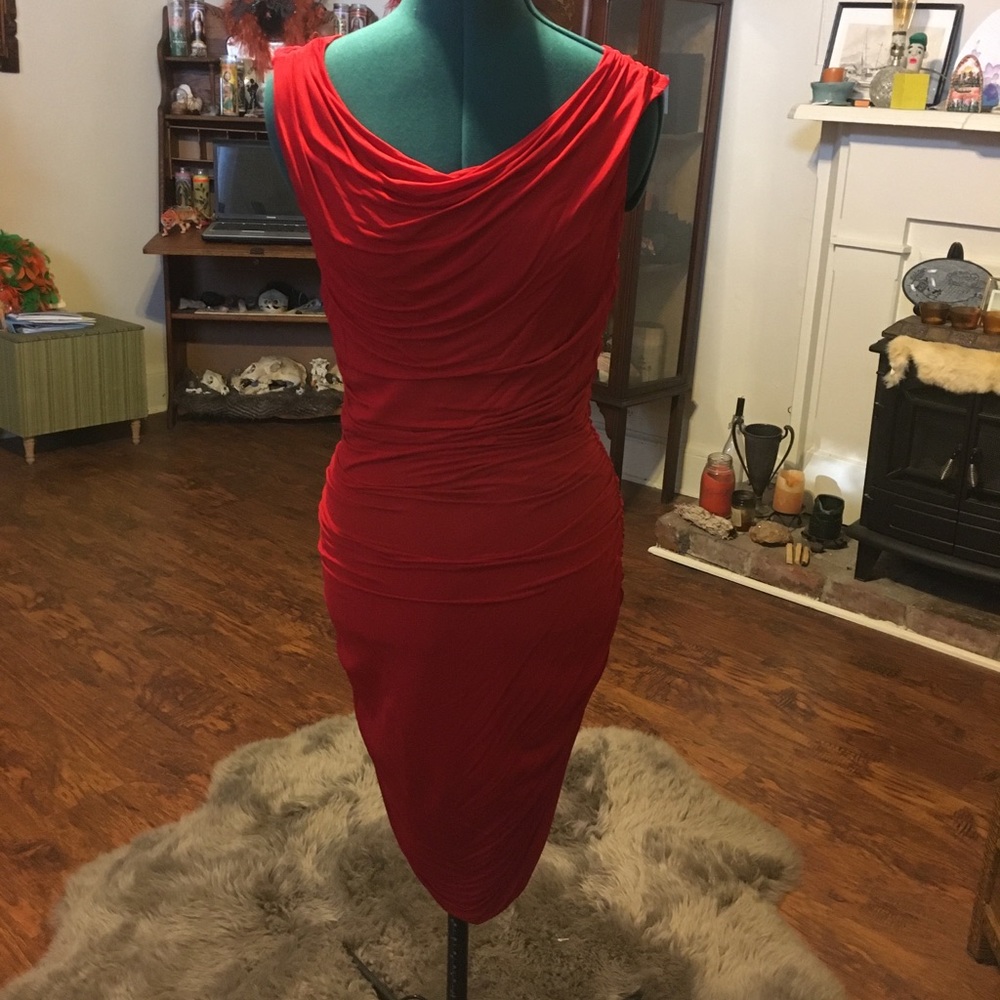 Red Hot Ruched Wiggle Dress
